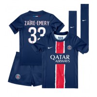 Maglia Calcio Paris Saint-Germain Warren Zaire-Emery #33 Prima Divisa Bambino 2024-25 Manica Corta (+ pantaloncini)